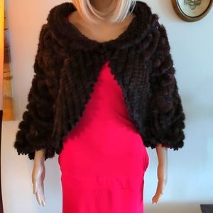 Knitted real mink cape.
